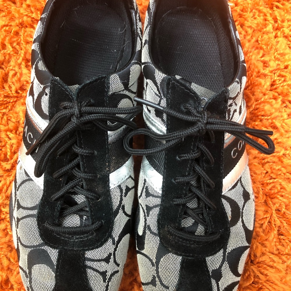 Black and silver Coach logo 7.5 sneakers